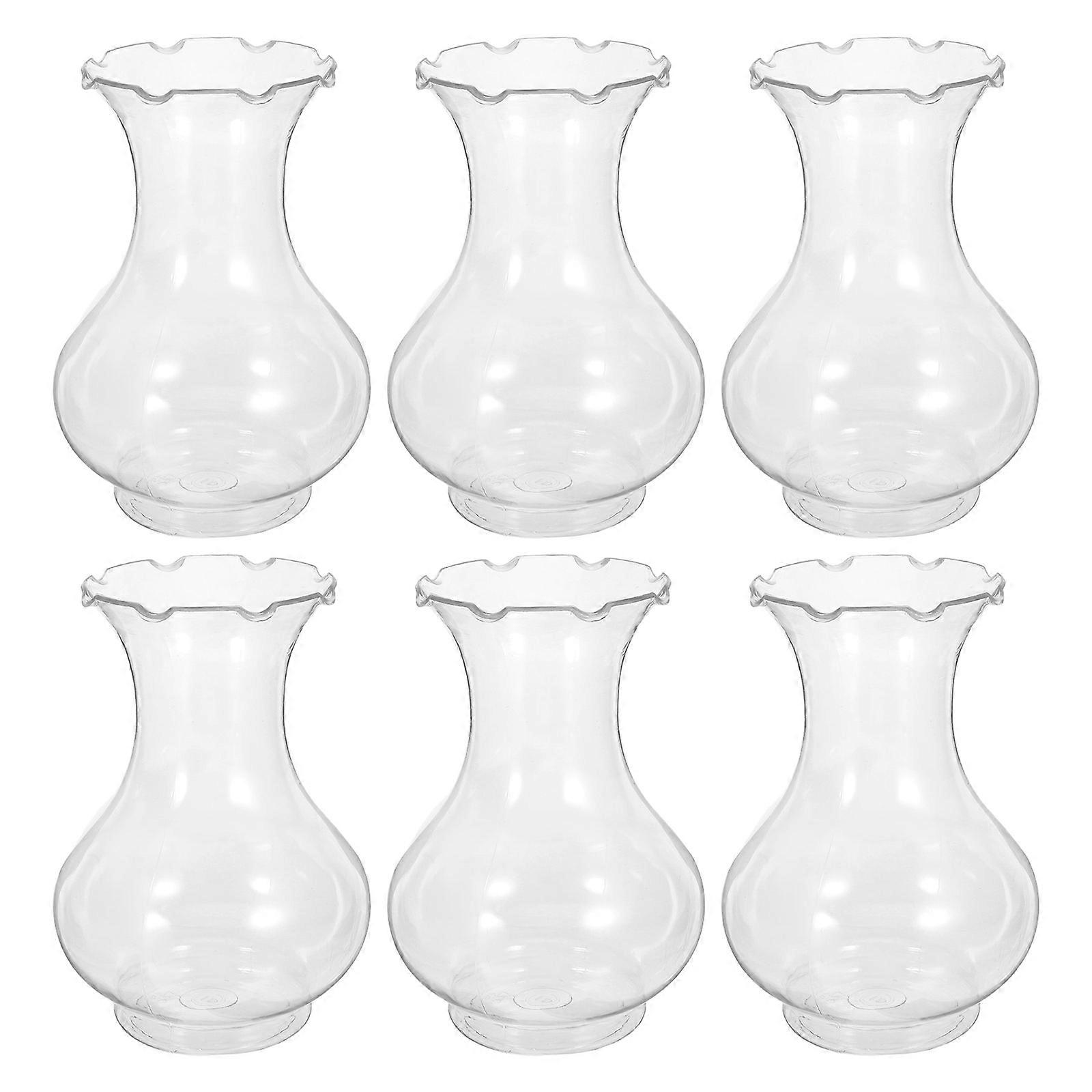 Transparent Flower Vase for Office Use 6Pcs Unbreakable Pet Material