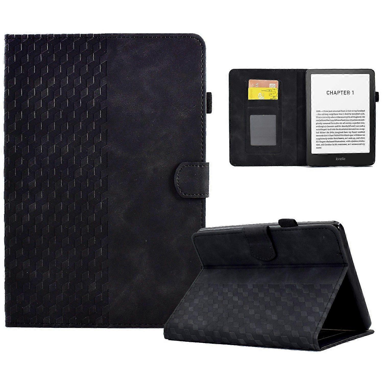 For Amazon Kindle Paperwhite (2024) Case Card Slots Leather Cover Block Pattern