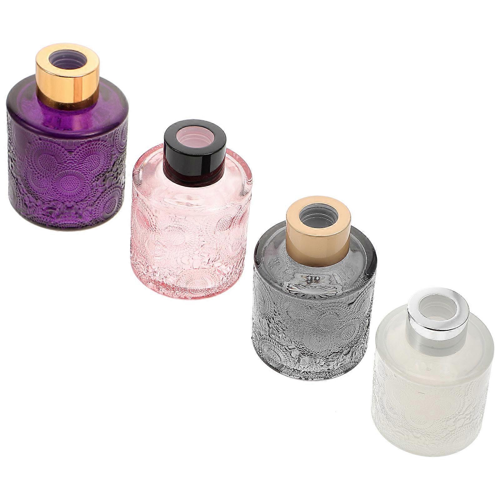 Embossed Aroma Bottles Glass Containers for Storage Use 8Pcs Assorted Color