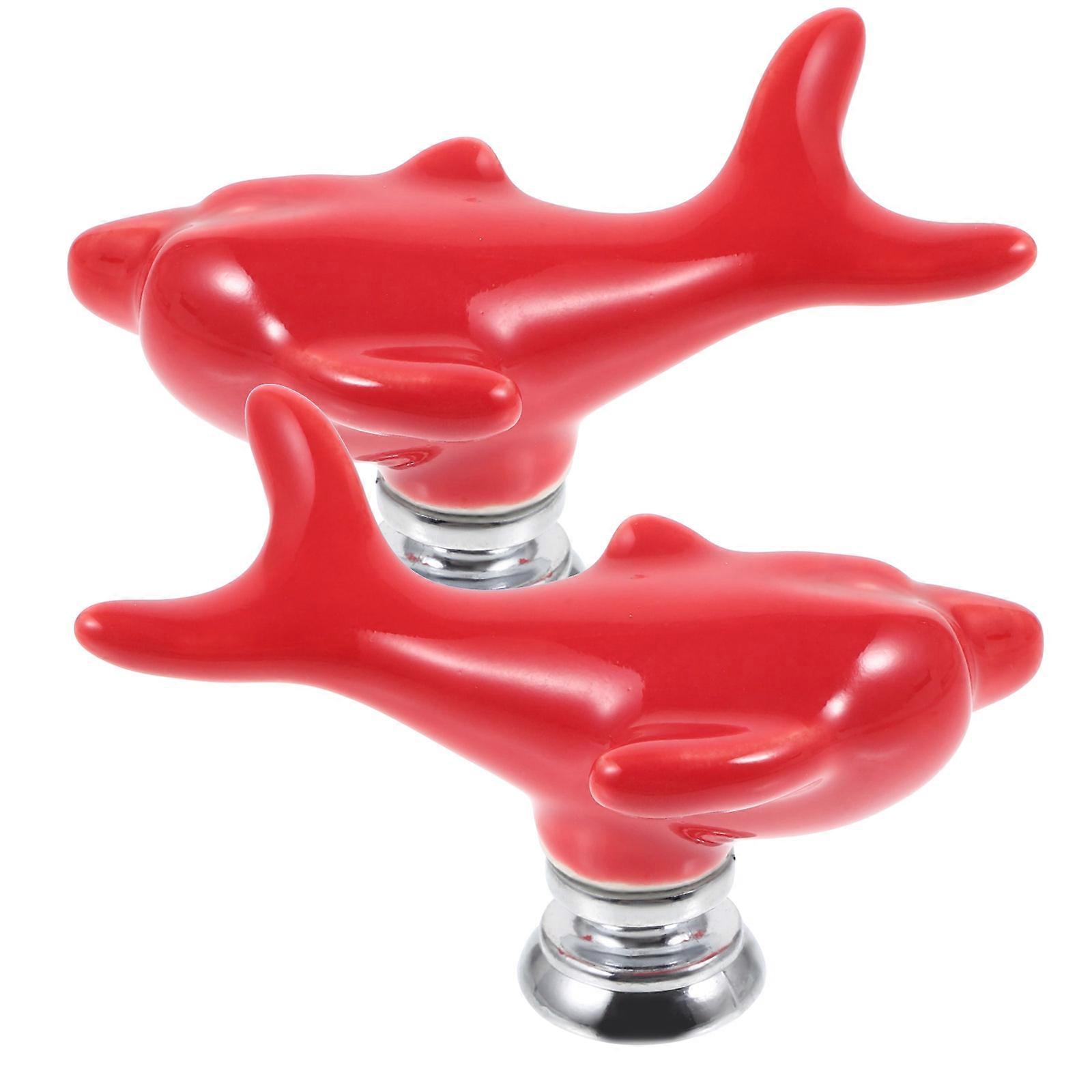 Stylish Red Dolphin Toilet Button Assistant Tool 2Pcs for Bathroom