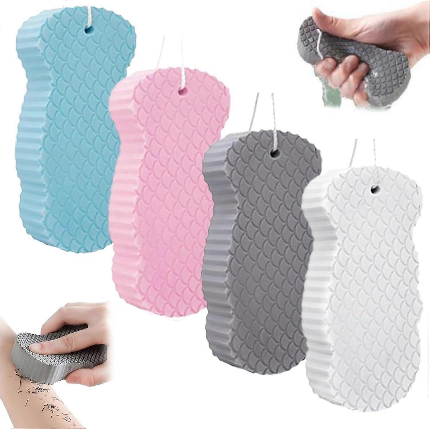 4pcs Soft PVA Exfoliating Bath Sponge for Deep Cleaning, Reusable Body Scrub Sponge for Shower