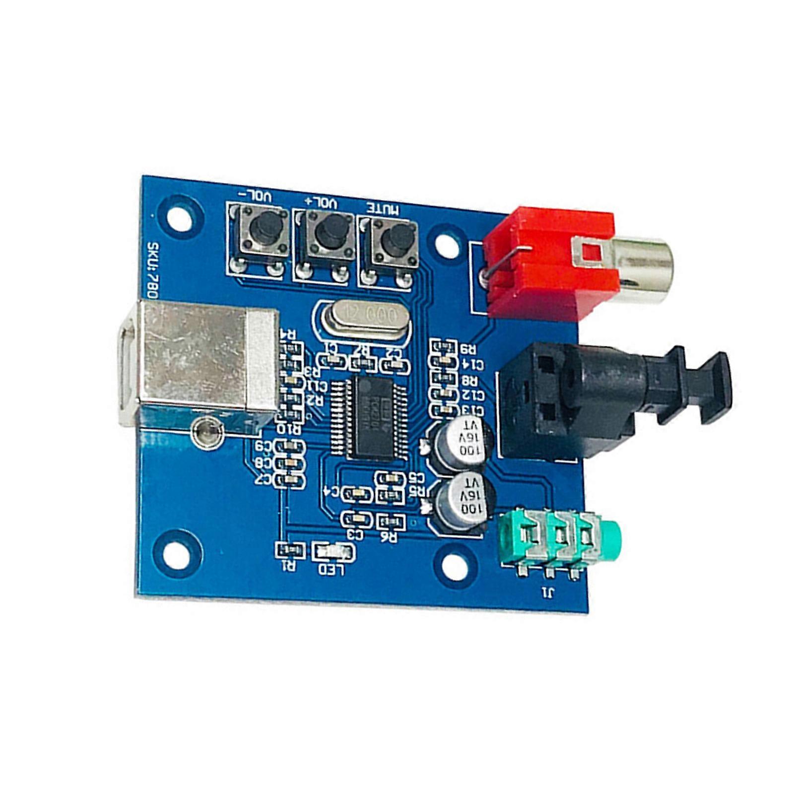 PCM2704 USB Sound Card Decoding Module USB Input Coaxial Fiber HIFI Sound Card Decoding Board Replacement Multicolor