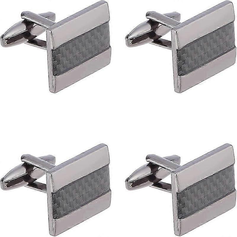 Groom gift set cufflinks carbon fiber rectangle design