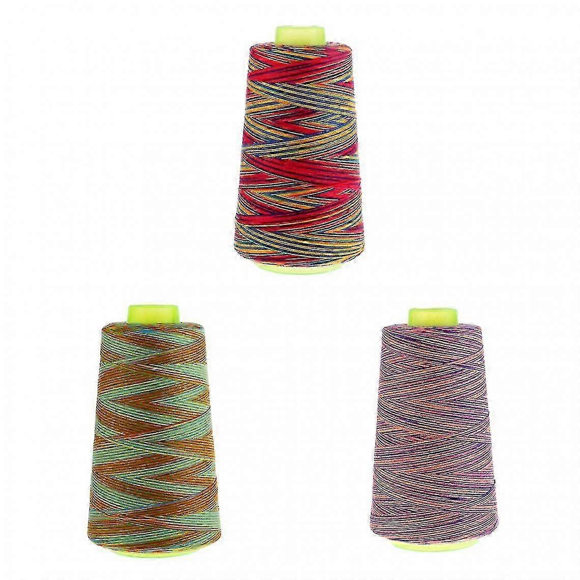 3x Spool 40s/2 Rainbow Polyester Sewing Machine All Purpose Sewing Thread