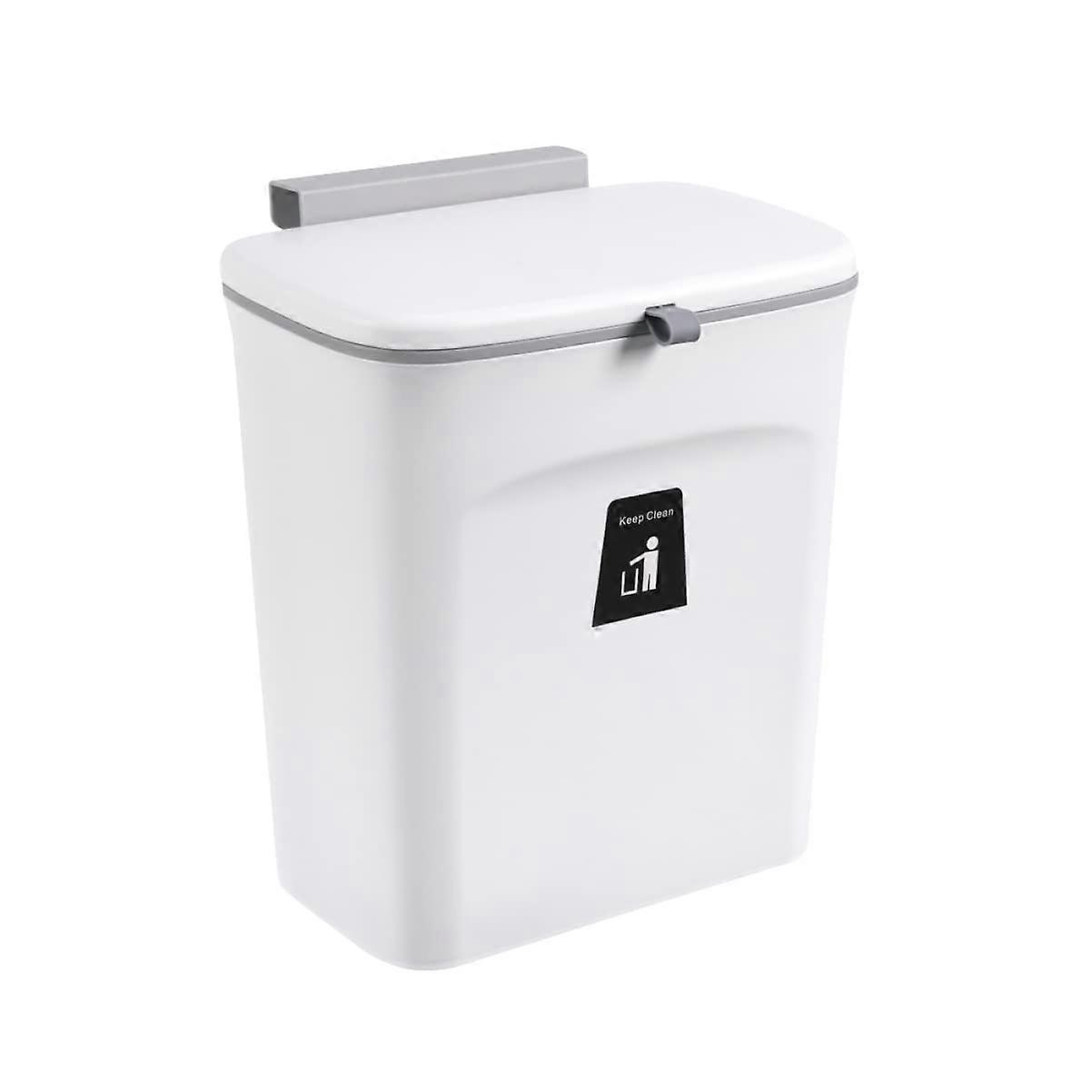 Hanging Trash Can with Lid for Kitchen Waste, Wall Mounted Over Cabinet Garbage Bin