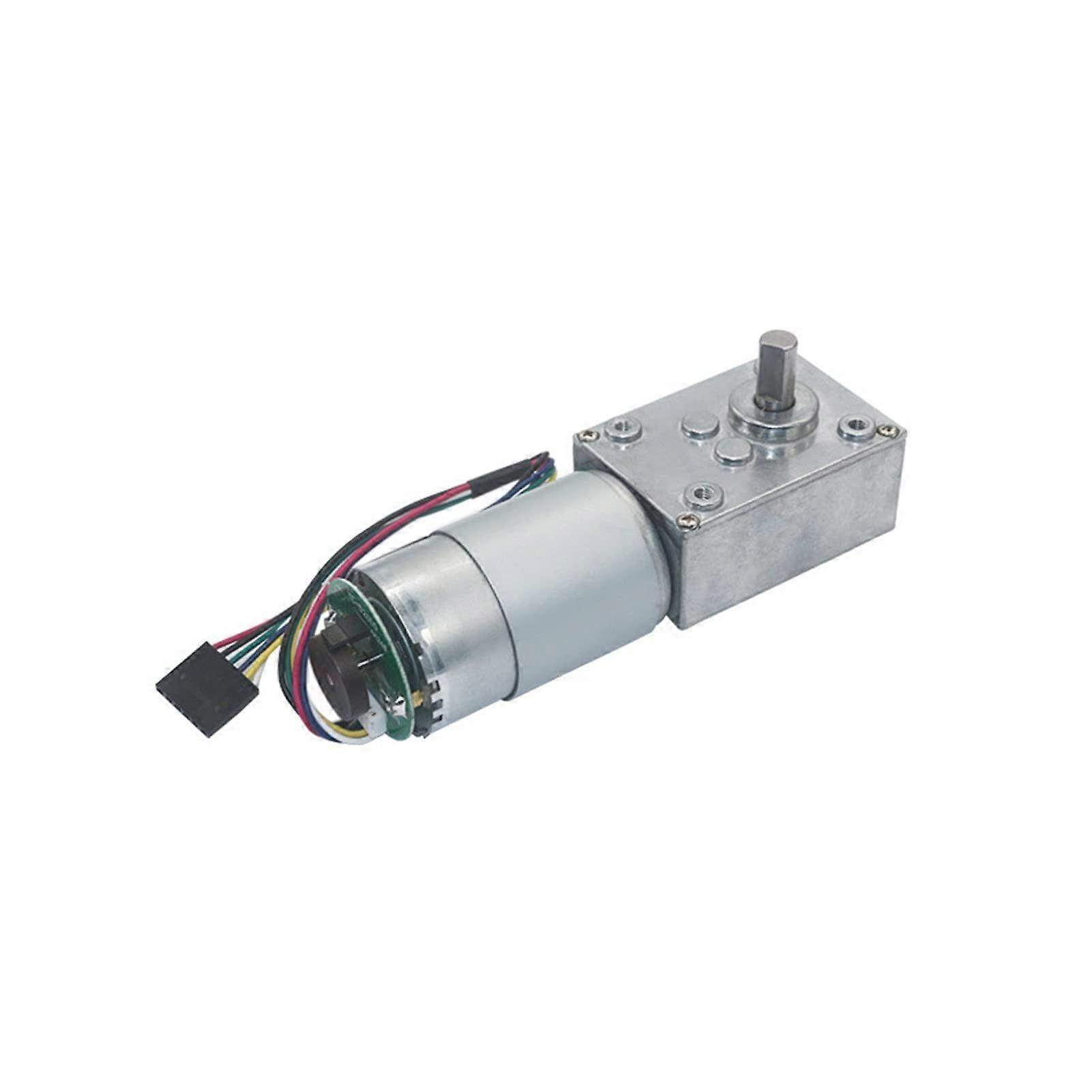 12V 160RPM DC Worm Gear Motor with Hall Sensor Encoder,  Torque for DIY and Science Projects