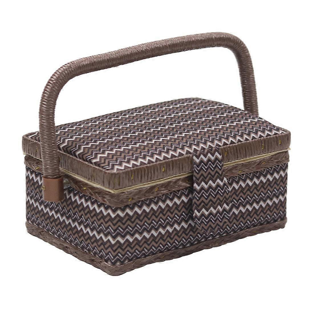 Sewing Kit with Accessories, AllinOne Compact Travel Set with Secure Storage, Brown