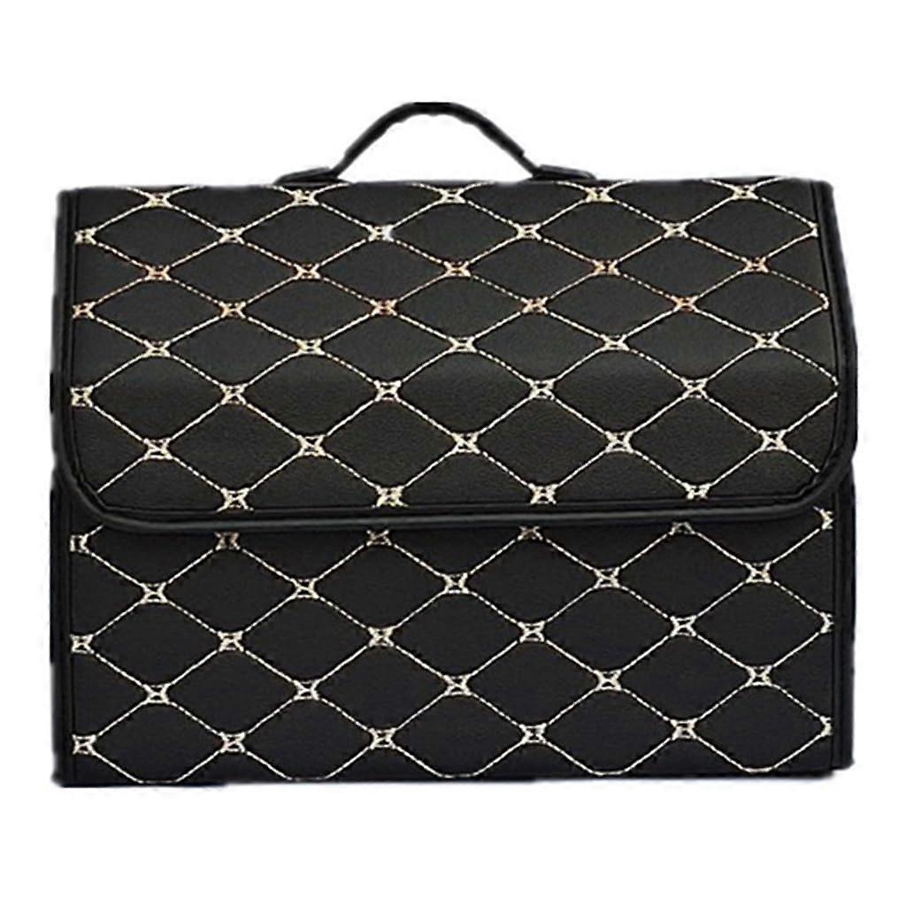 Waterproof PU Leather Car Trunk Organizer Foldable Boot Storage Box with Cover Black Beige