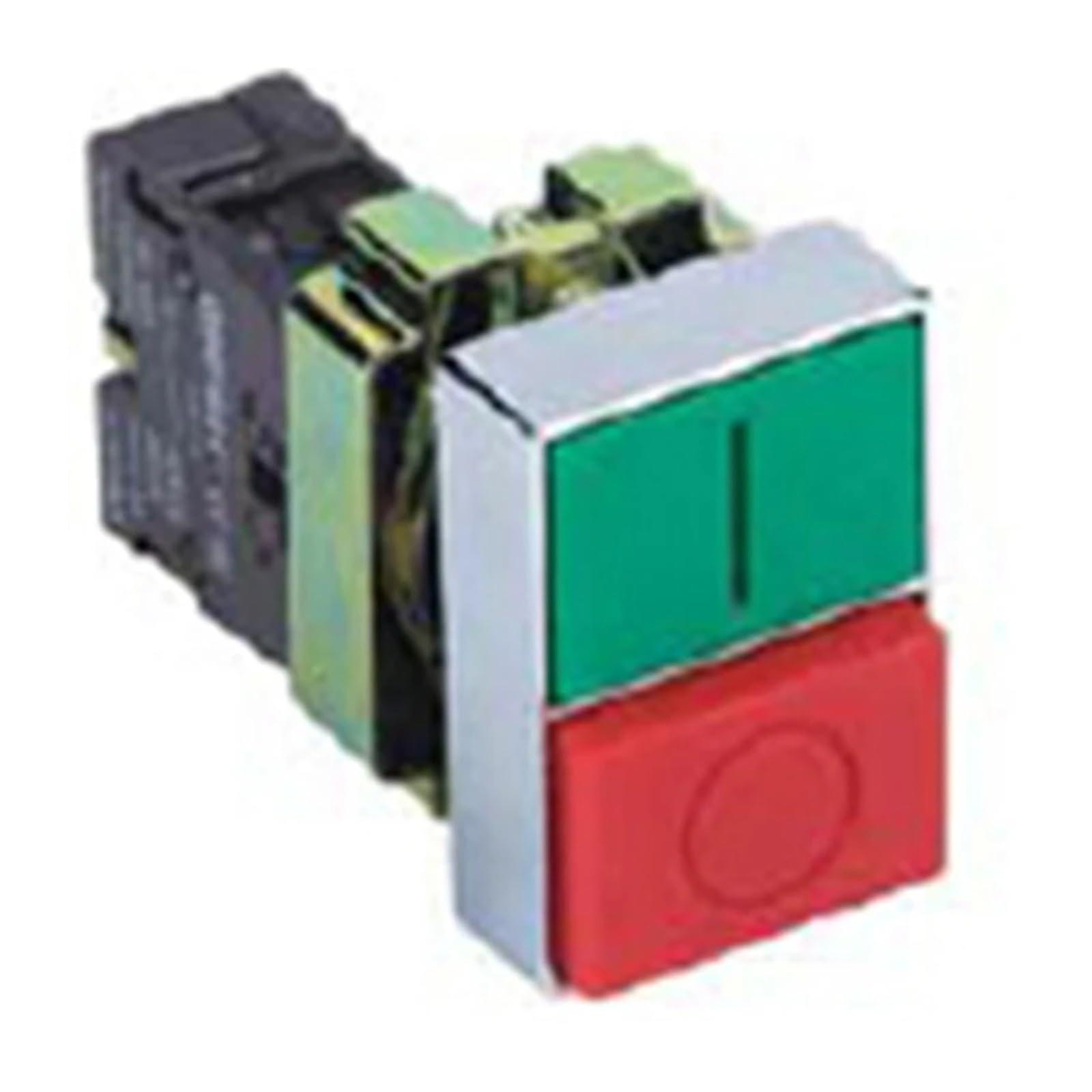 22mm Momentary Push Button Switch 1NO1NC Green On Red Off Dual Contact Easy Control