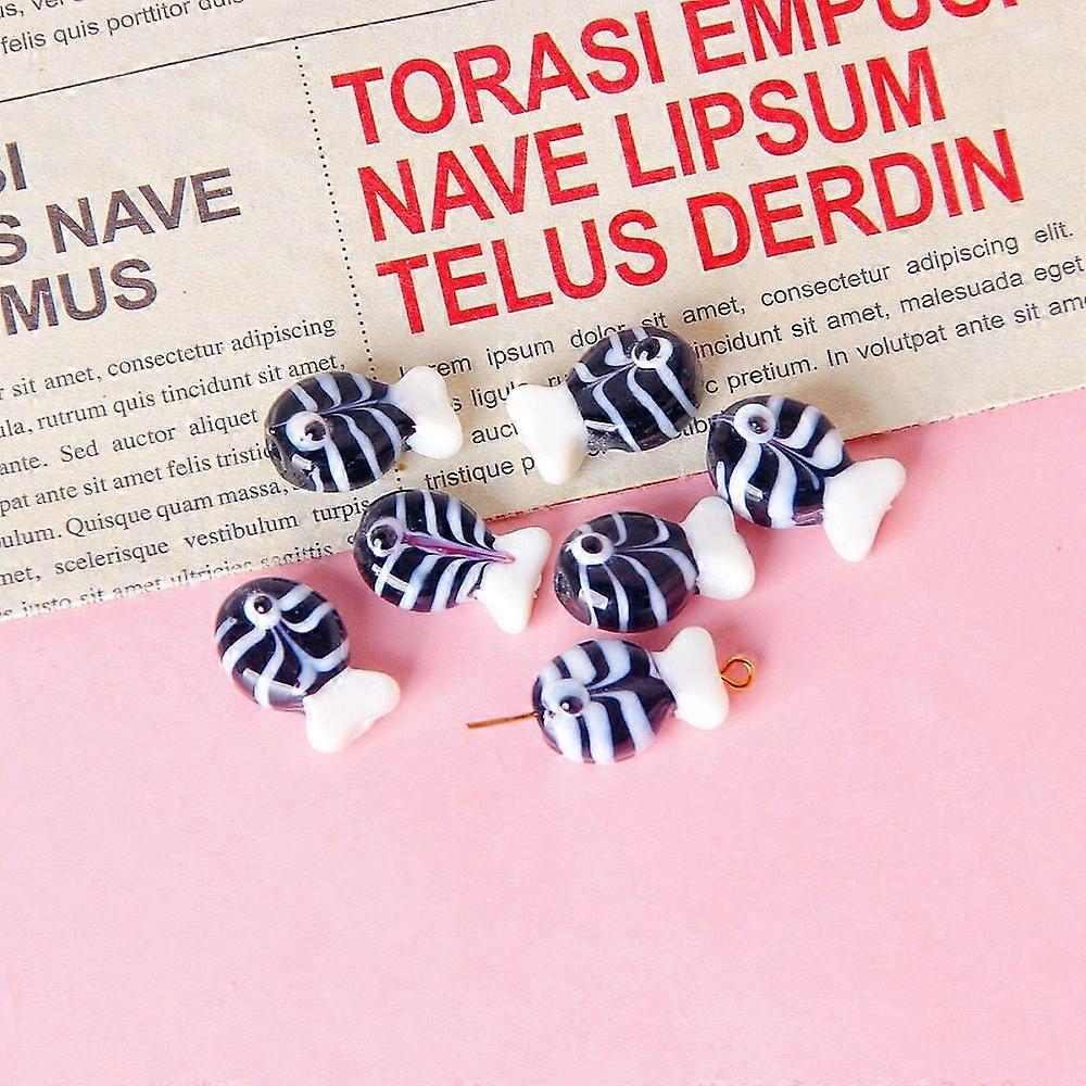 Handmade Lampwork Beads Fish with Pattern Dark Slate Blue 13x20mm