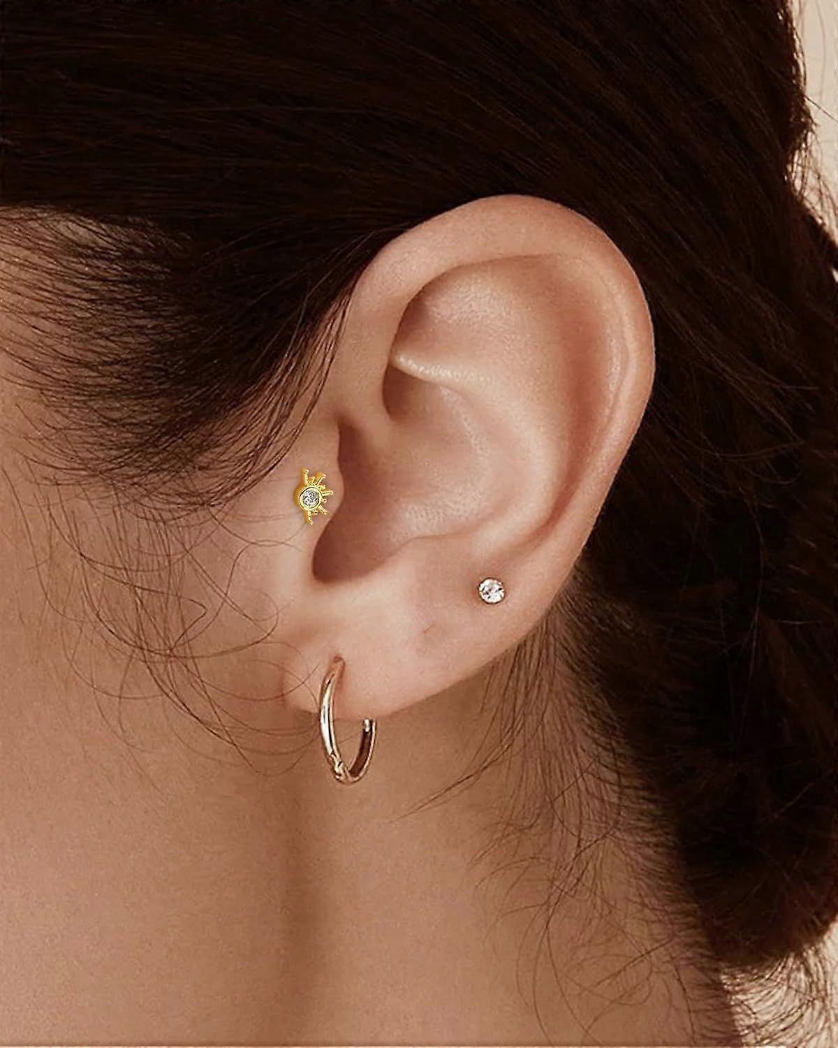 Cute Sun Helix Tragus Earring Stud 16g 8mm Titanium Post Flat Back Piercing for