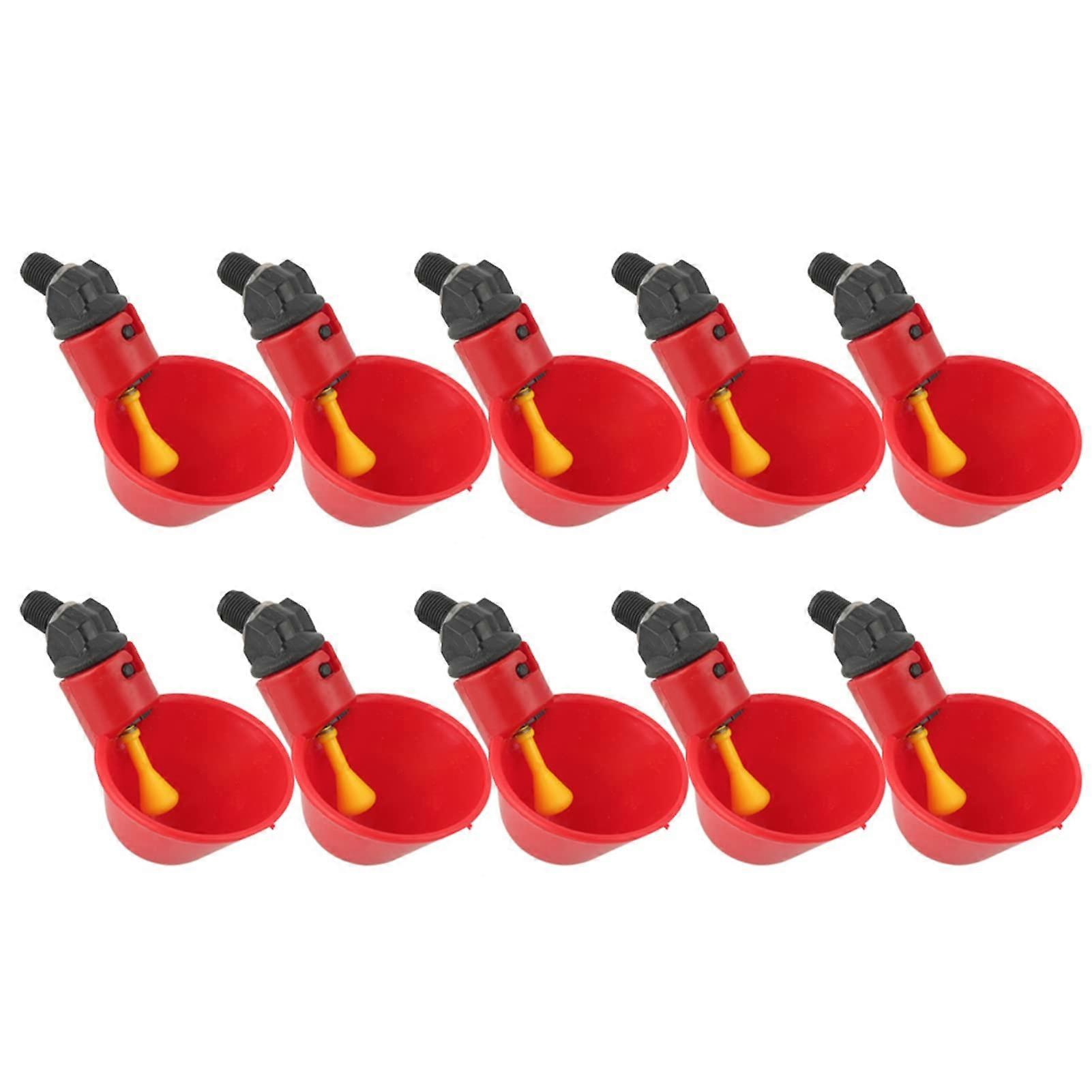 10pcs Automatic Chicken Waterer Cups Spill Poultry Drinker Durable Plastic Side or Bottom Mount