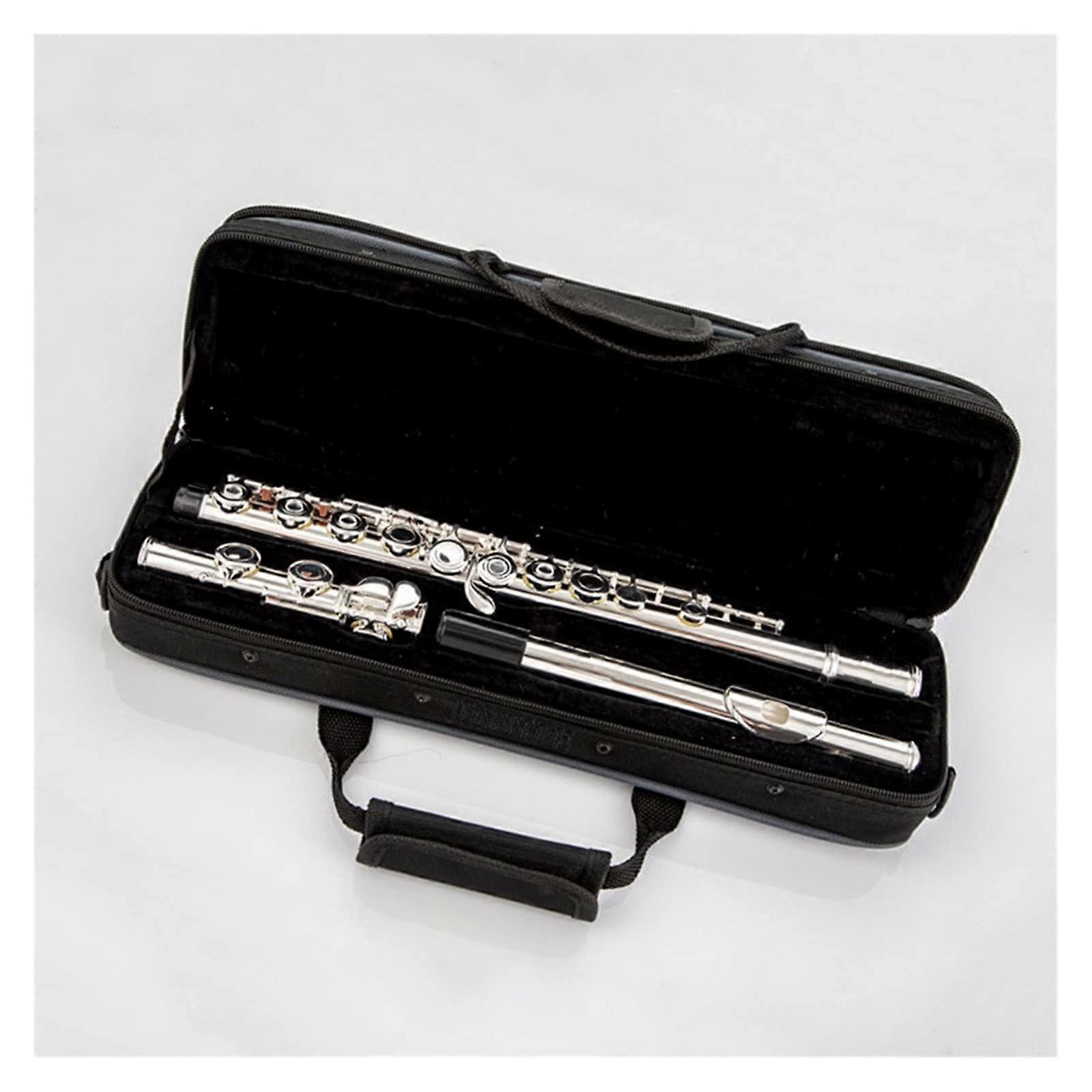 Professional C Key 17 Hole Silver Plated Flute with Case for Beginners and Students