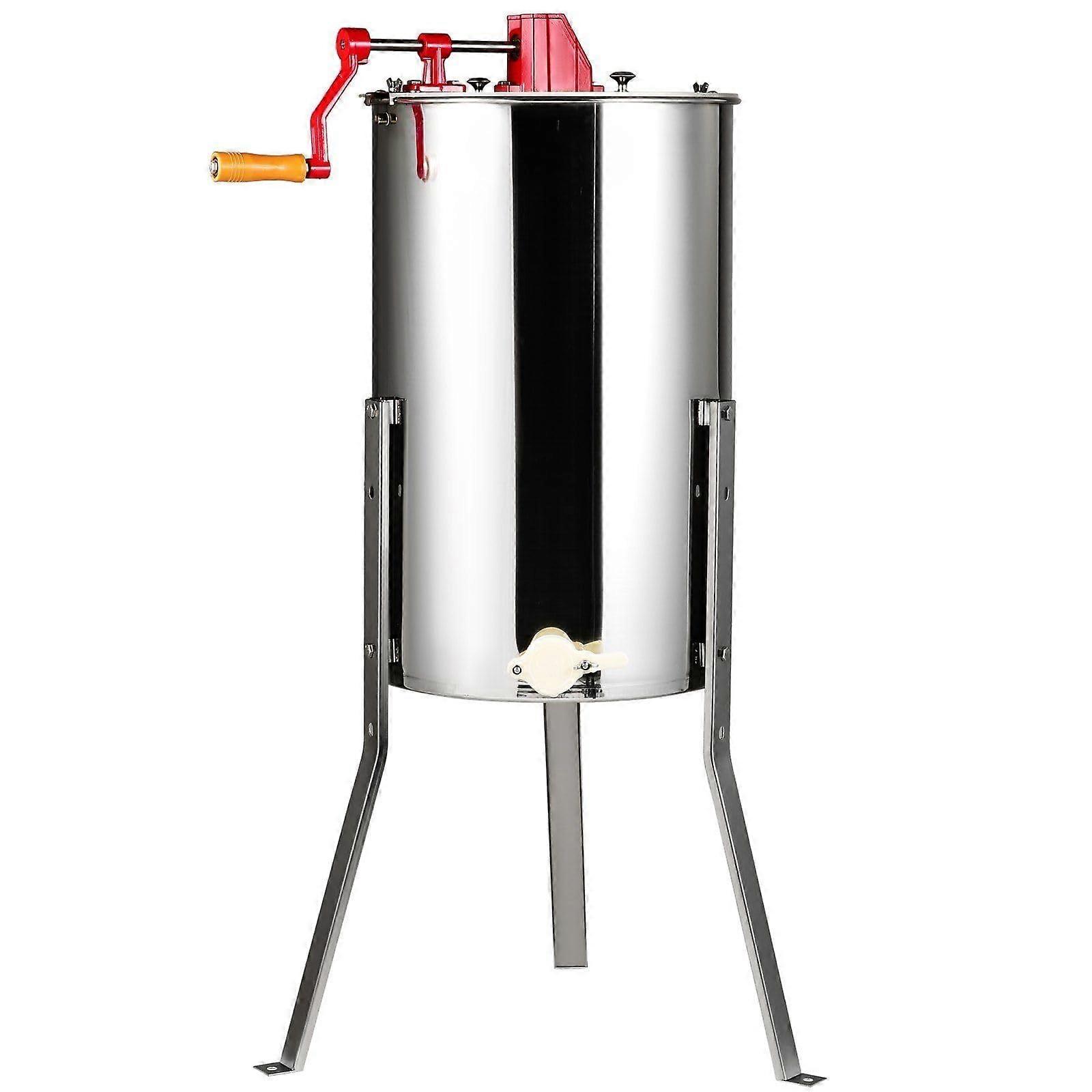 Manual 3 Frame Honey Extractor Stainless Steel with Height Adjustable Stand for Beekeeping