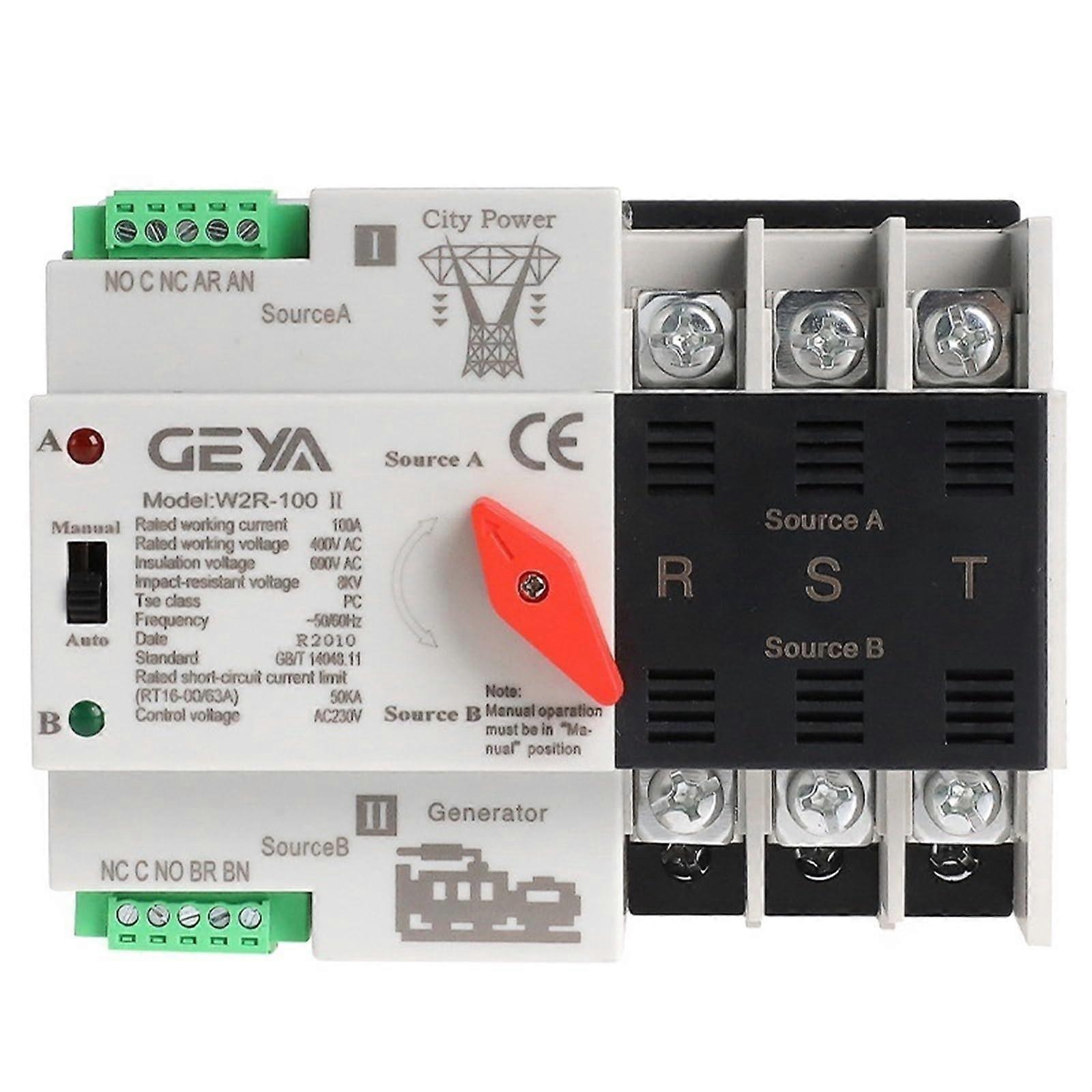 Automatic Transfer Switch 3 Phase 100A DIN Rail Mounted for Quick and Reliable Power Transfer 110V