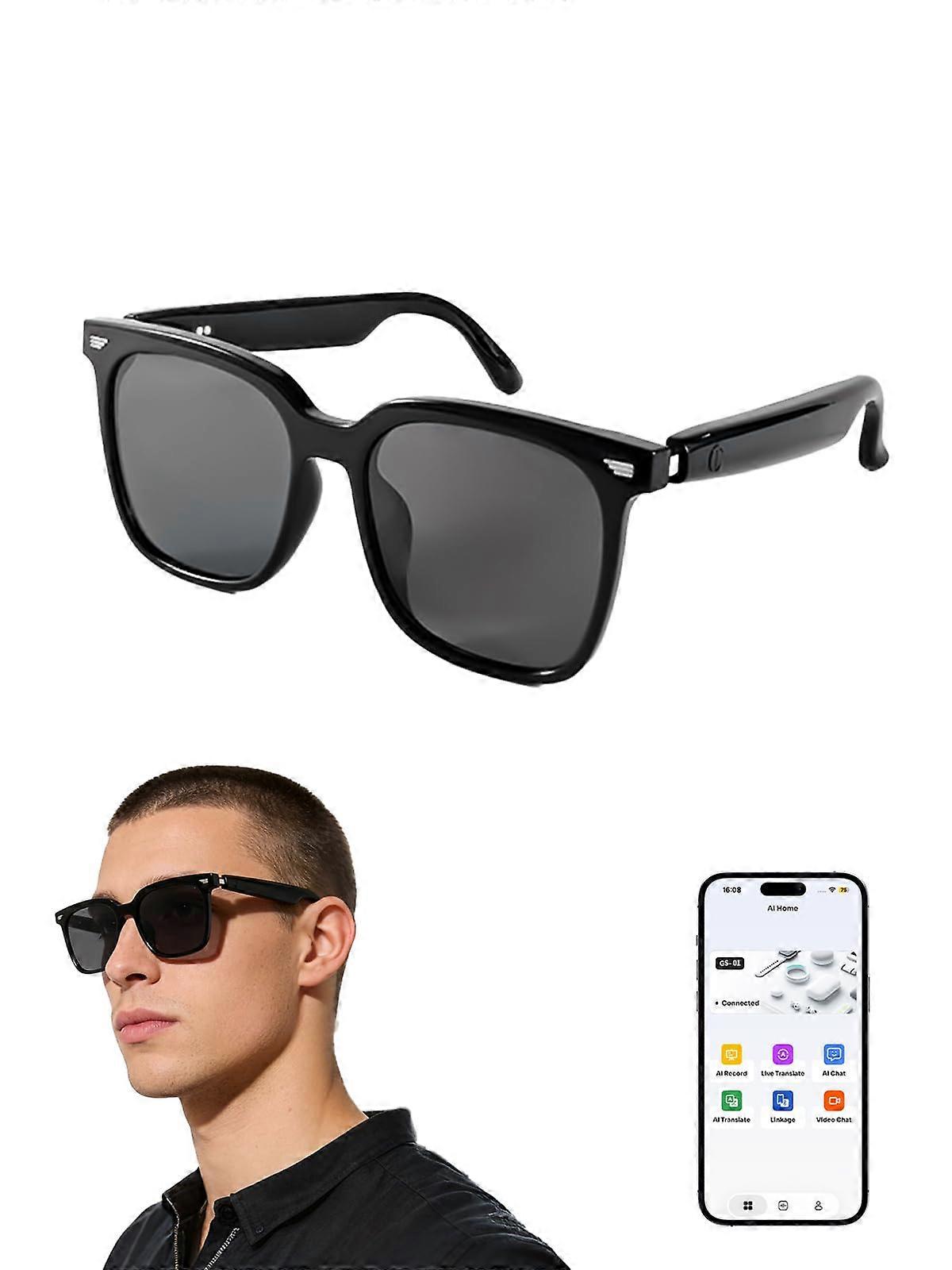 Smart Bluetooth Glasses with OpenEar Stereo Sound, UV400 Polarized Lenses, Hands Calling