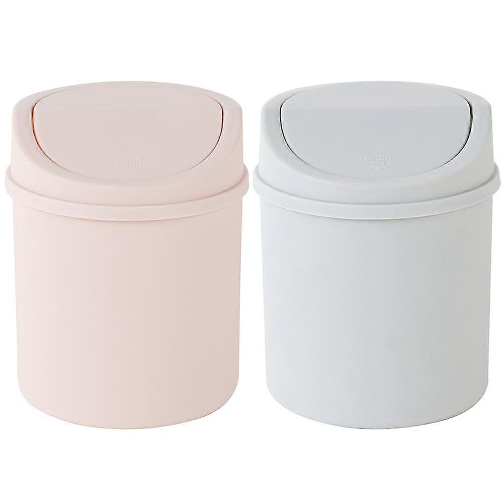 Mini Trash Can Flip Lid for Storage Use 2Pcs Multi-Use Desktop Organizers