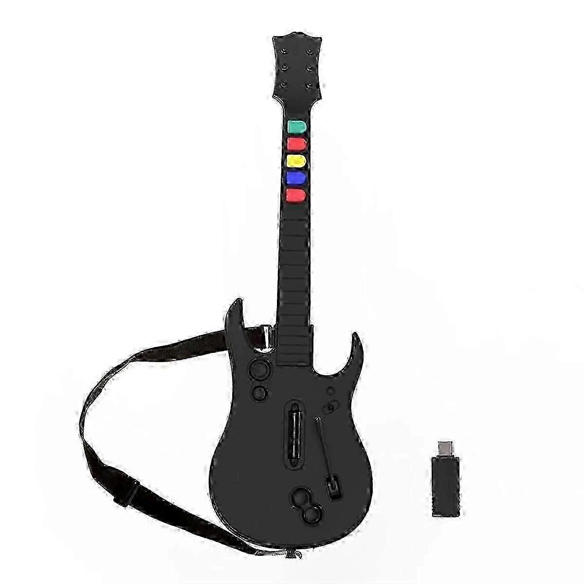 2.4G Wireless Game Guitar Controller for PC - Compatible with Clone Hero, Rock B