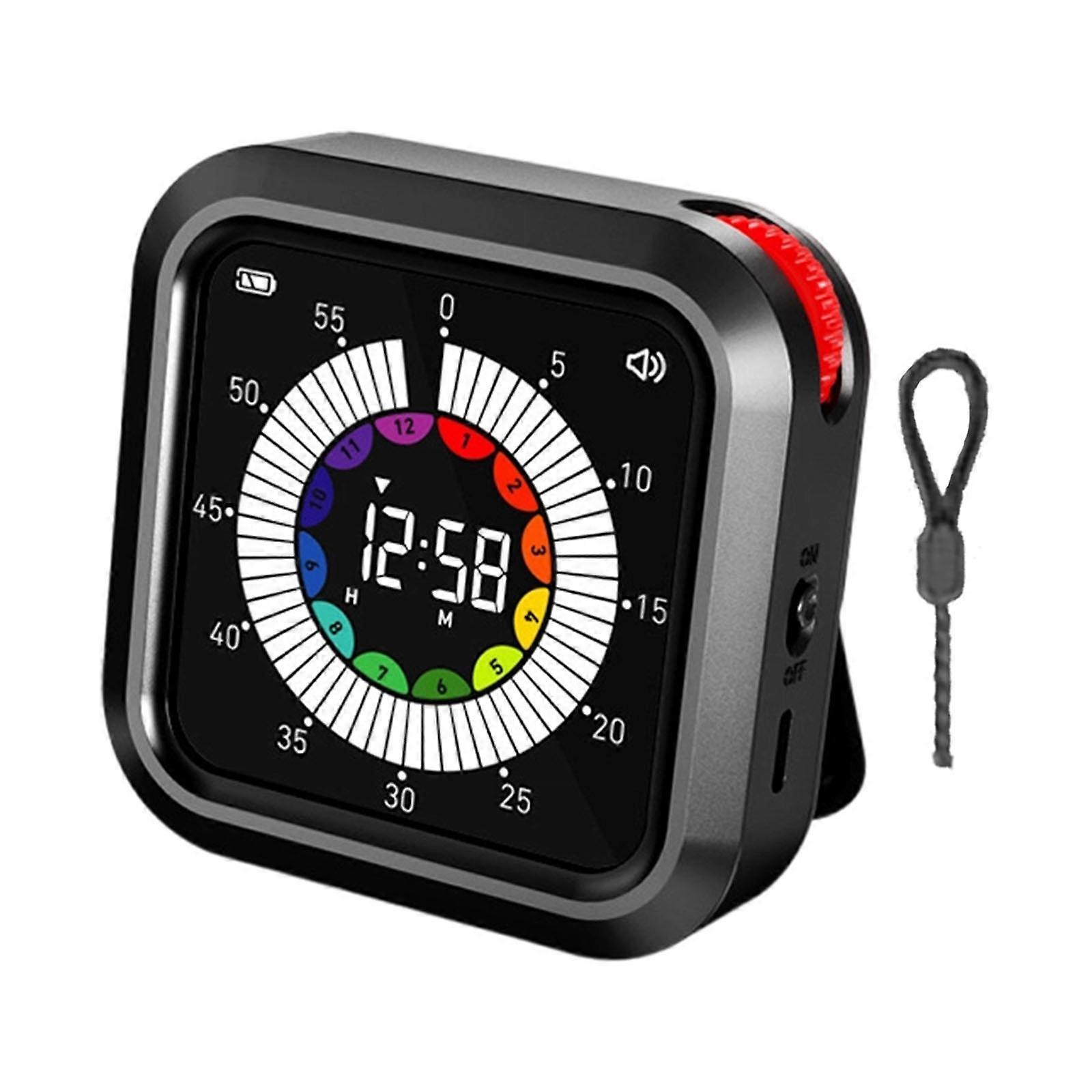 Multipurpose Digital Visual Timer With LCD Screen Rechargeable Countdowns/Up Timer For Studying Cooking And Exercising  Black