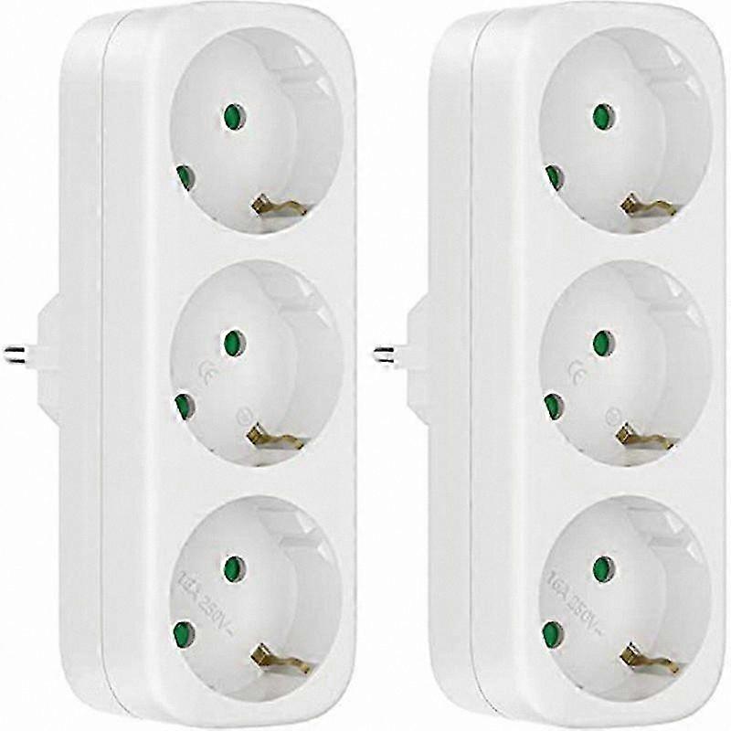 EU Plug Socket Adapter, 250V/16A Multi Socket, Cable-Free Design, 2 Pack