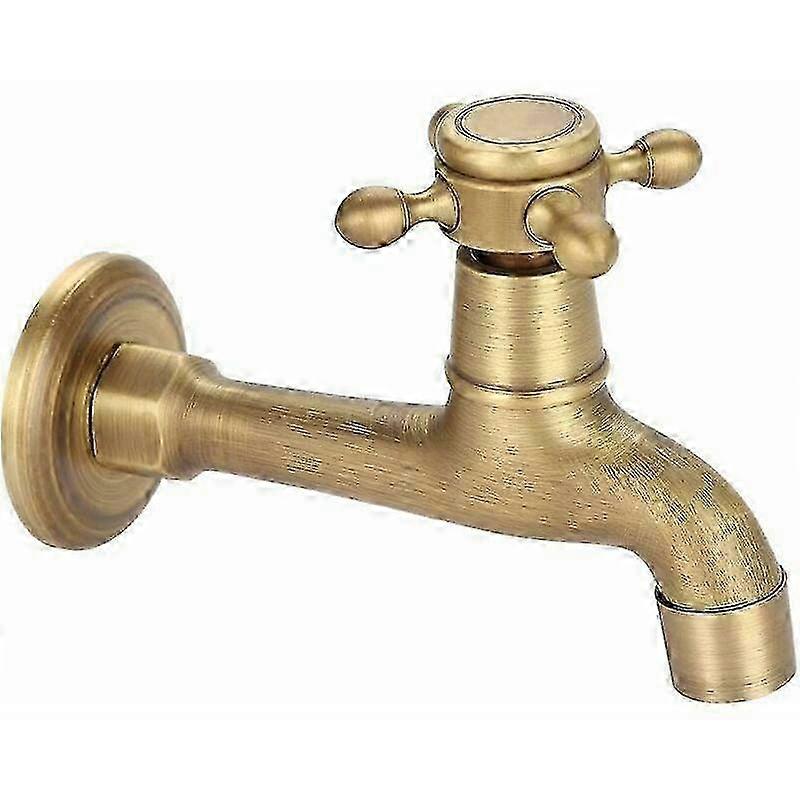 Vintage Solid Brass Wall Mounted Garden Tap G1/2 Thread (Long)