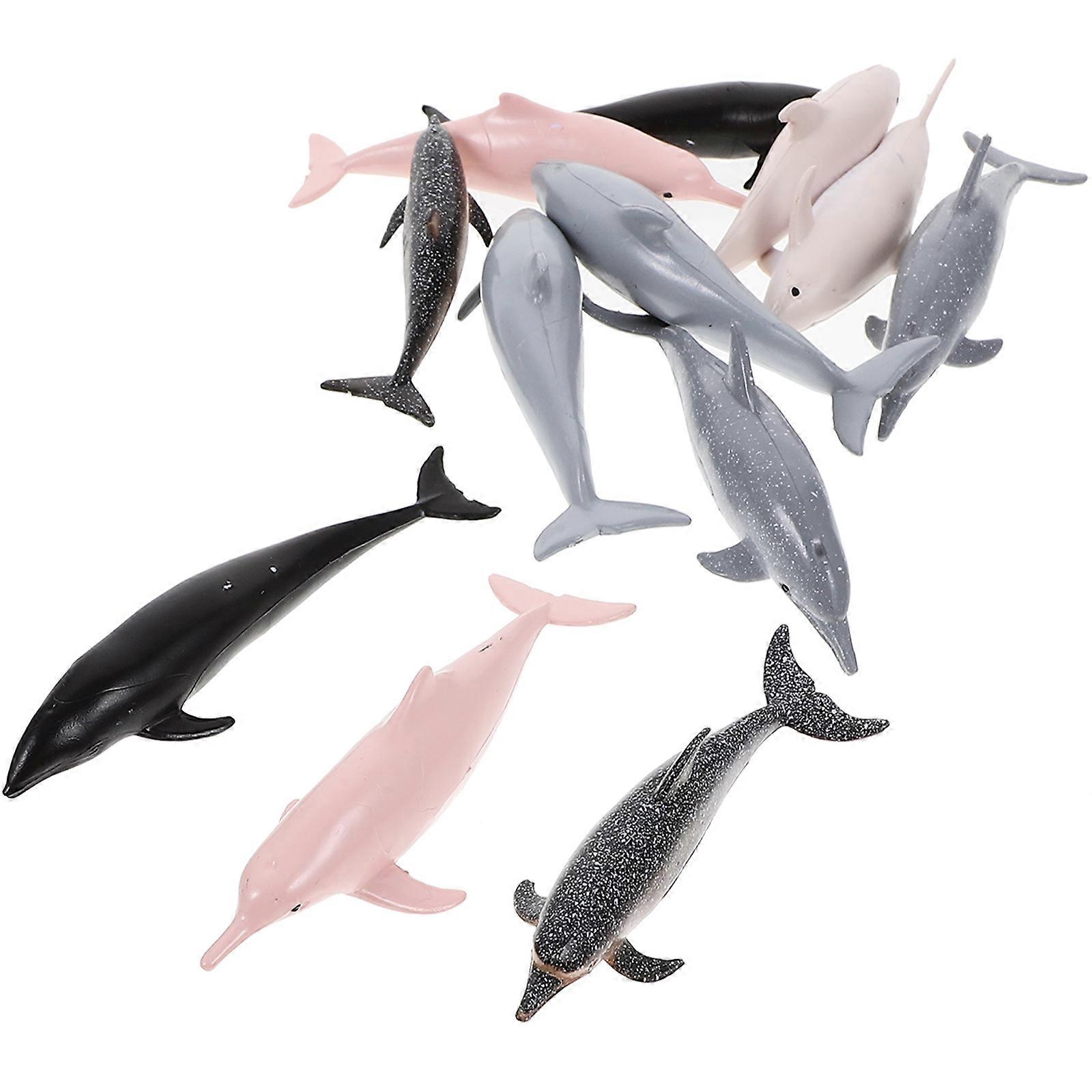 12pcs Mini Simulation Dolphin Models Plastic Dolphin Model Simulation Marine Animal Educational Model