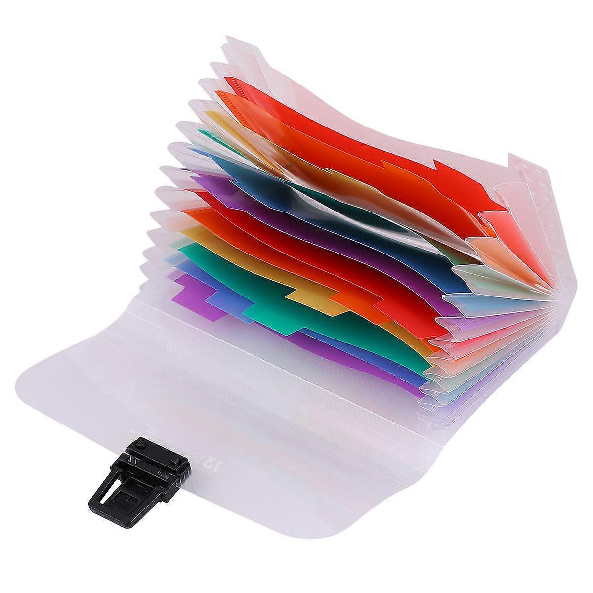 Document Folder Folder Bag for Storage 2Pcs A6 Portable Multilayer Rainbow
