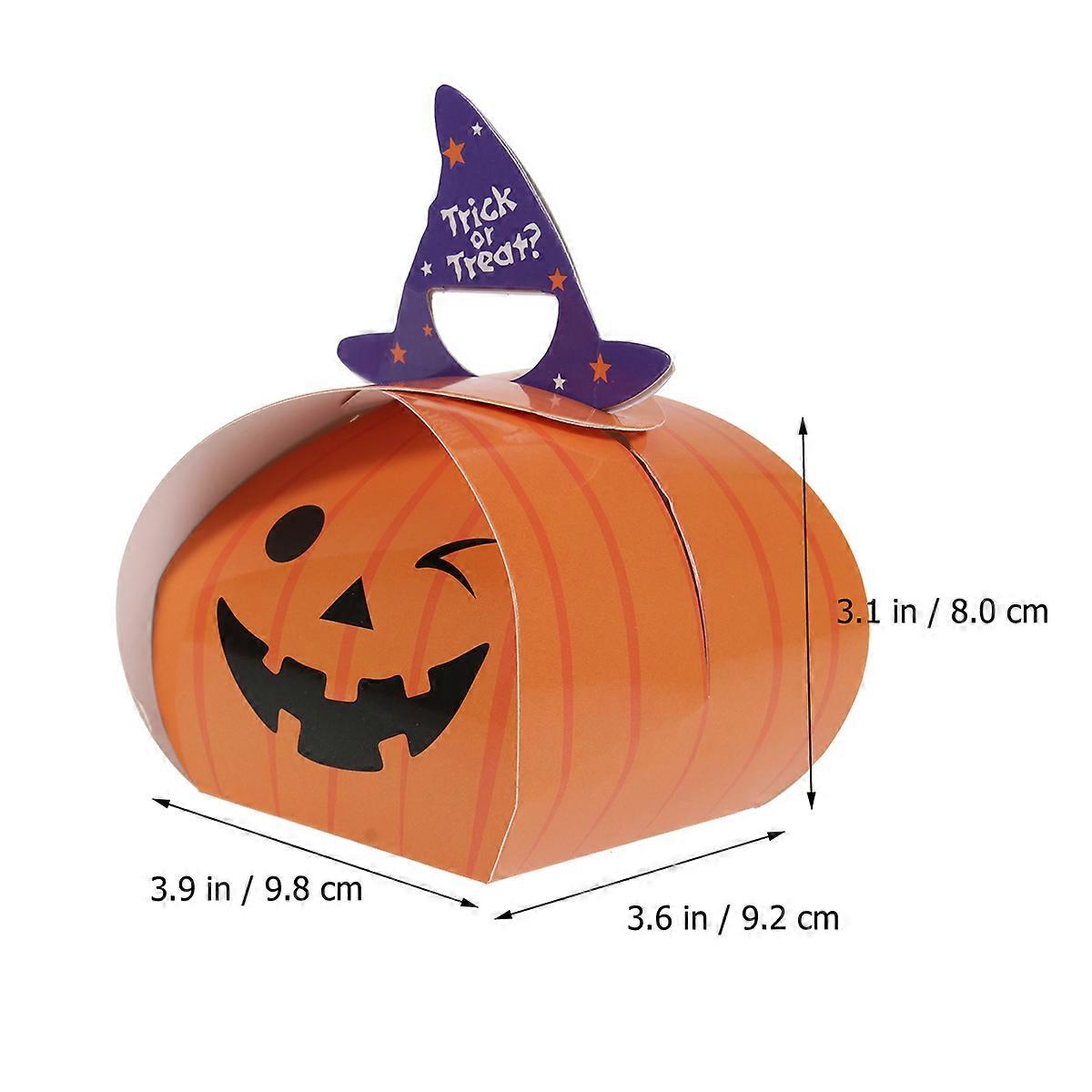 Orange Halloween Candy Box Pumpkin Pattern Paper Container for Candy Storage 10Pcs