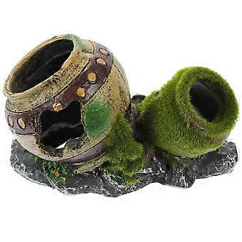 Résine cassé pot en forme de décor aquarium réservoir de crevettes cachette décoratif aquarium abri
