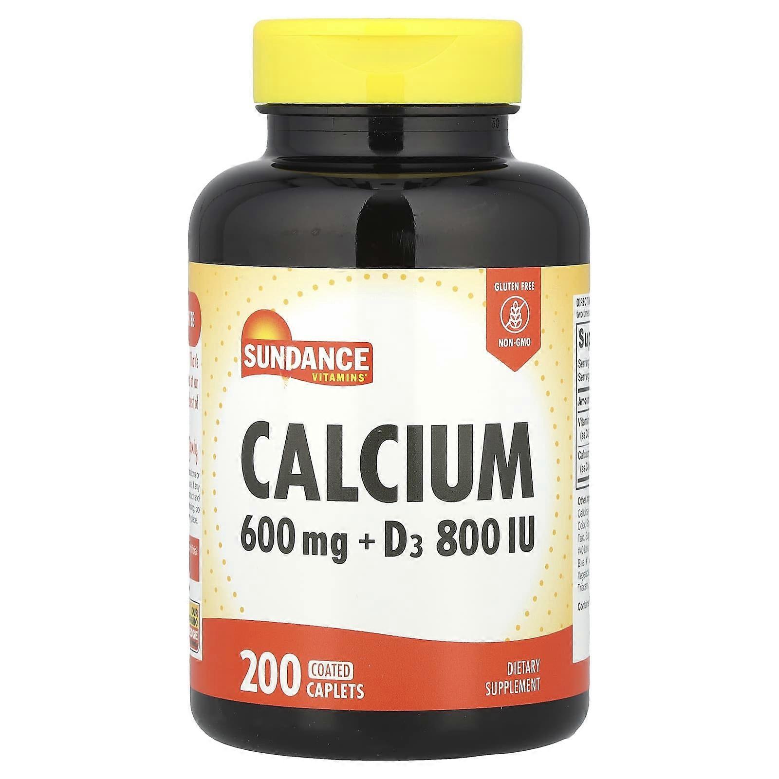 Sundance Vitamins, Calcium + D3, 200 Coated Caplets, 2-Pack