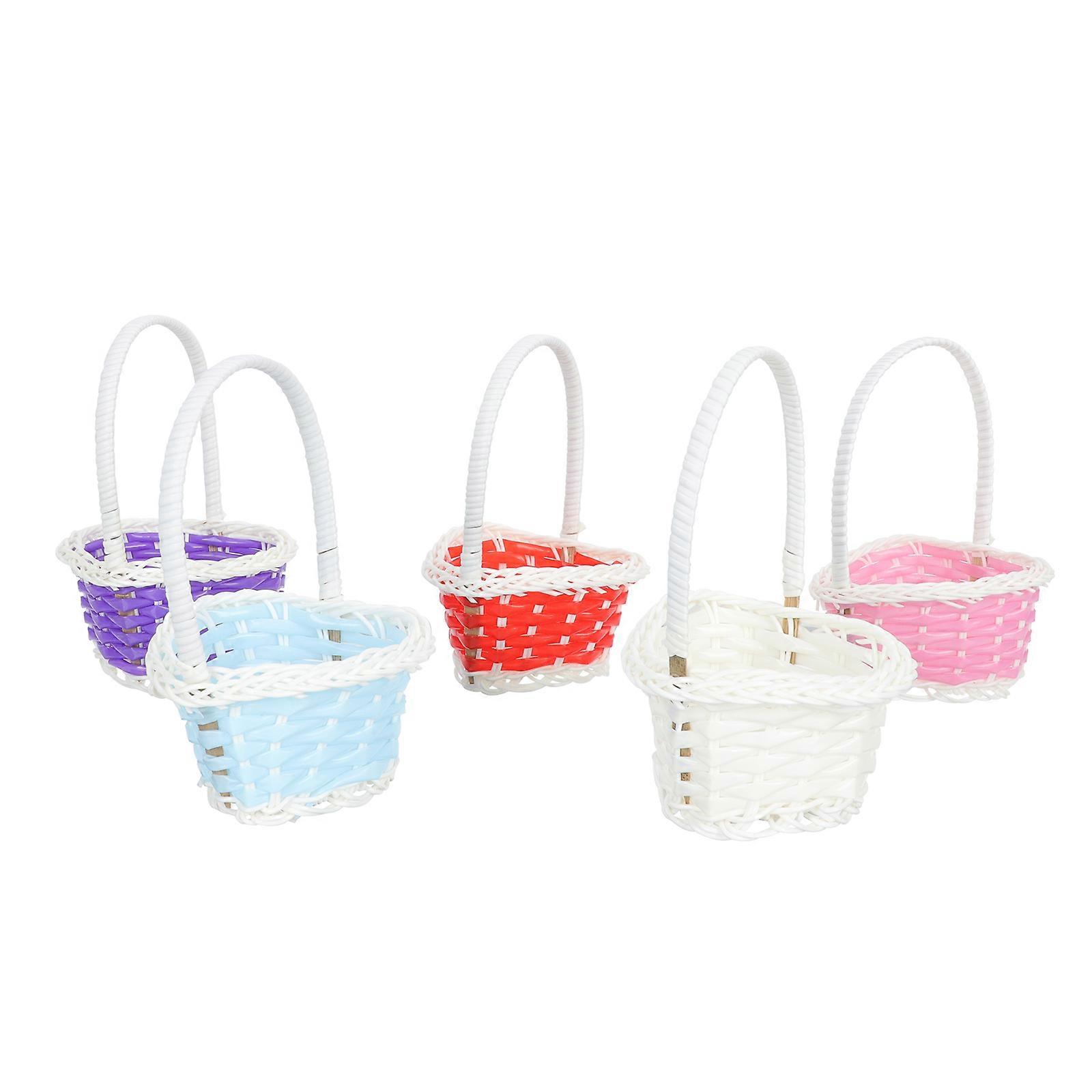 7PCS Easter Colorful Eggs Baskets Storage Baskets Woven Easter Eggs Baskets
