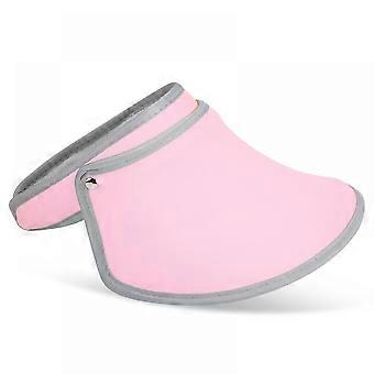 Frauen Mädchen Oben-ohne-Sonnenhut-Visier Vollgesichtsschutz mit 360-Rotation-UV-Schutz mit breiter Krempe Anti-UV (Pink)