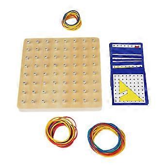 1 Conjunto de Madeira Geoboard Geometria Geoboard Puzzle Board Geometric Educação Matemática Toy