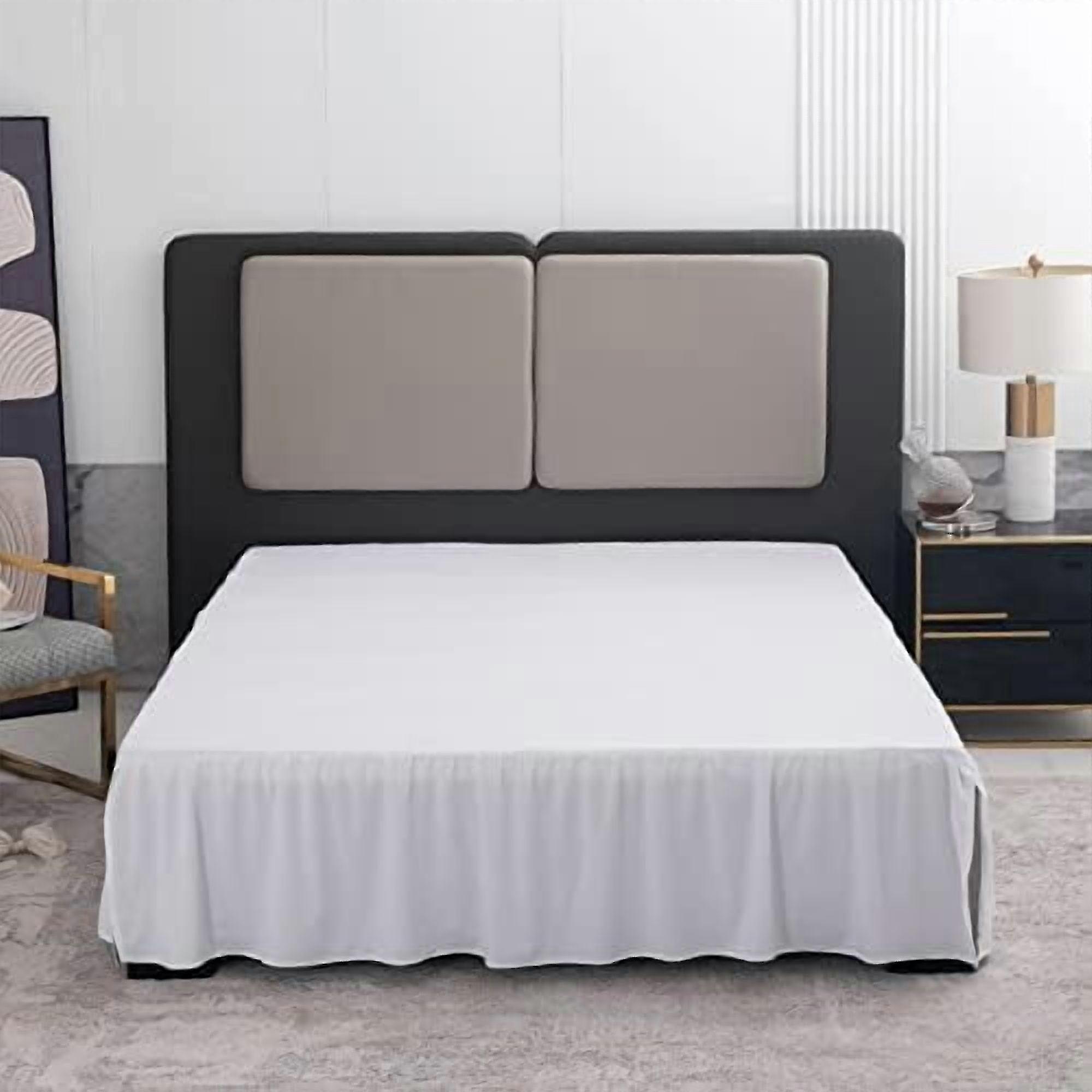 White Queen Bed Skirt, 12" Drop, Ruffled with Split Corners