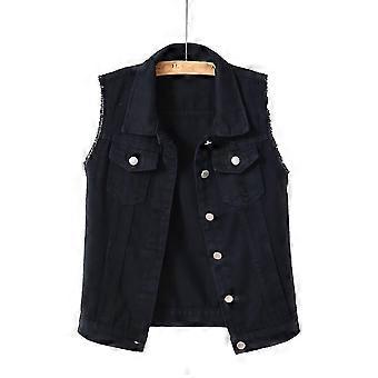Women's Spring And Autumn Coat Solid Color Sleeveless Denim Jacket Jacket
