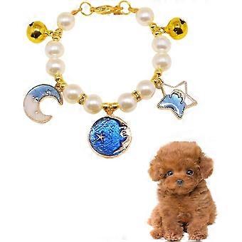 Veeki Pearl Dog Collar - Perły z kryształową obrożą dla psa Rhinestone Luksusowy pasek na szyję Biżuteria Akcesoria dla psów Koty Szczenięta Kocięta