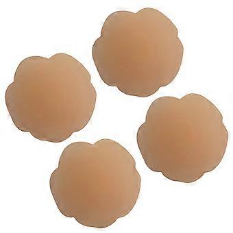 2 Pairs Women's Invisible Nipple Concealers Reusable Adhesive Silicone Breast Petal Pasties for Gym and Daily Wear  wheat skin