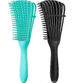 2 pezzi spazzola capelli strutturati crespi ondulati / ricci / ricci / bagnati / asciutti / olio / spessi / capelli lunghi, nodi districanti facili da pulire
