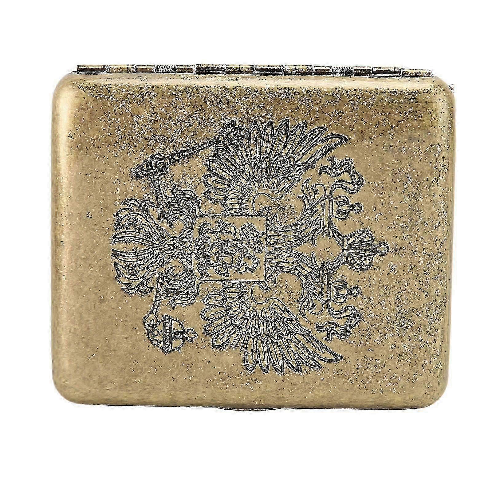 2025 Retro Cigarette Case 20 Capacity Double Headed Eagle Pattern Double Headed Eagle Cigarette Case for Outdoor