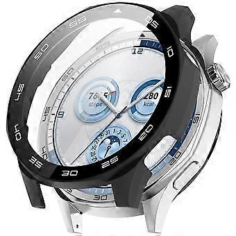 For Huawei Watch GT 5 46mm Plastic Watch PC Case + Tempered Glass Protector Black
