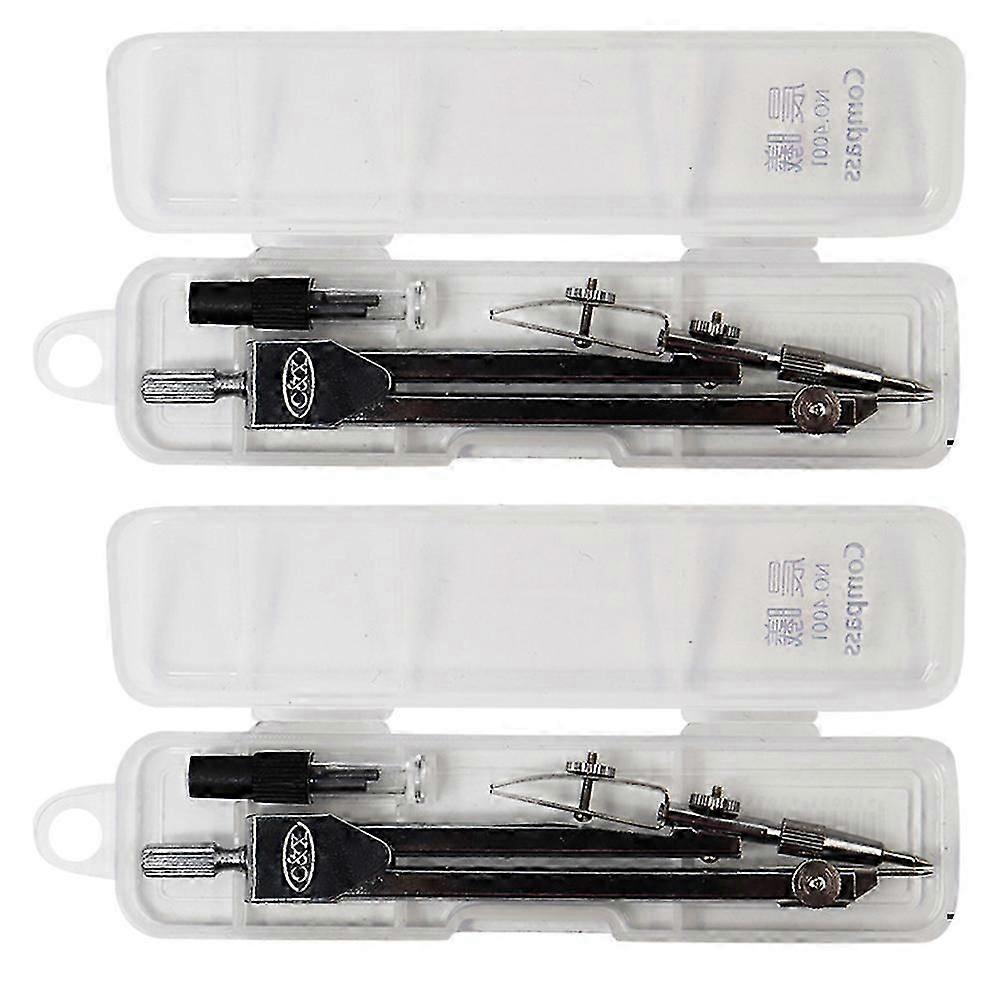Silver Compass for Students 2Pcs Drawing Tools School Supplies Set