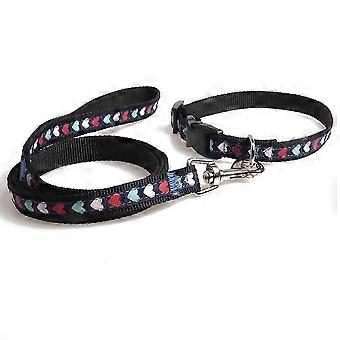 Pet Collar and Leash Set Nylon Rainbow Polka Dot Design Soft Adjustable Comfort Padded Handle for Daily Walks and Outdoor Adventures