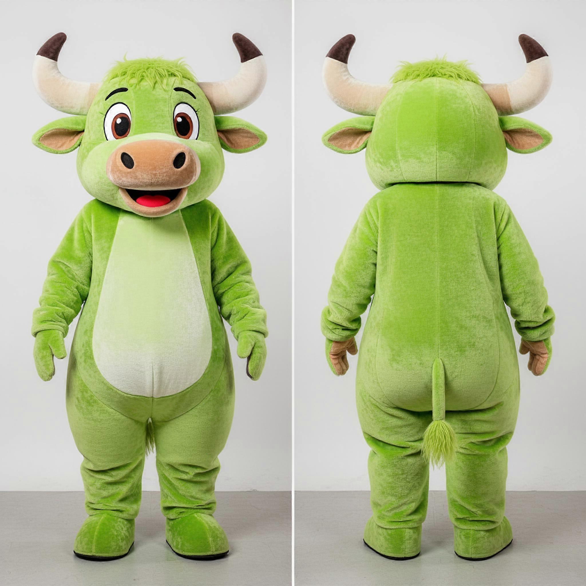 MASTICOT Lime Green Cuddly Zebu Mascot