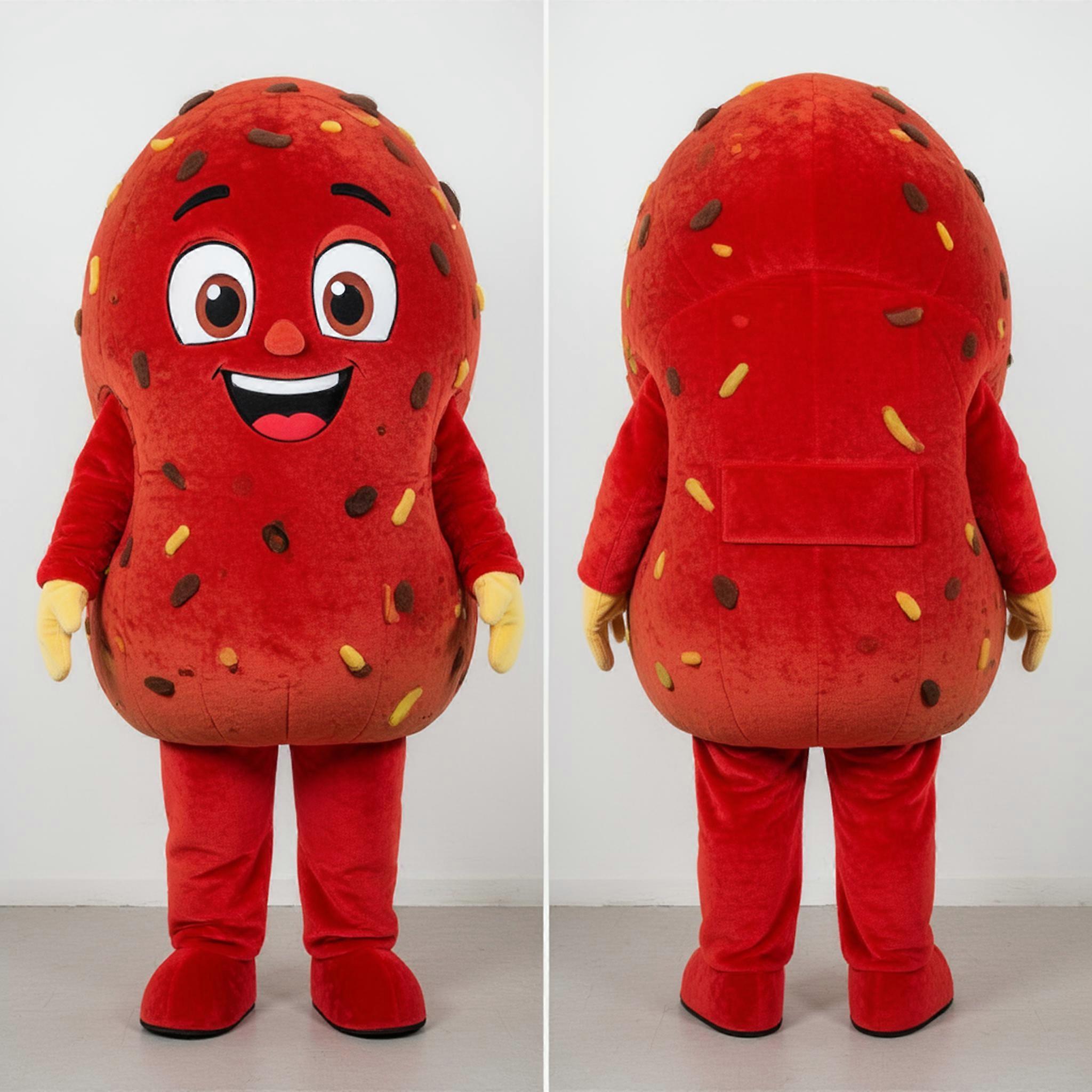 MASTICOT Red Rounded Falafel Mascot