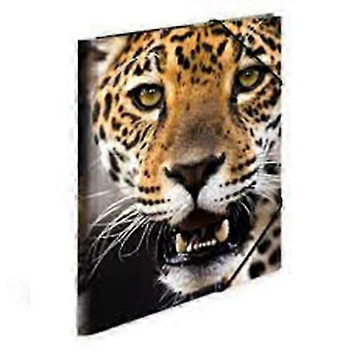Elasticated PP Folder, A4 Size, Durable, Stylish Leopard Animal Design, Secure Documents for Office Workspace