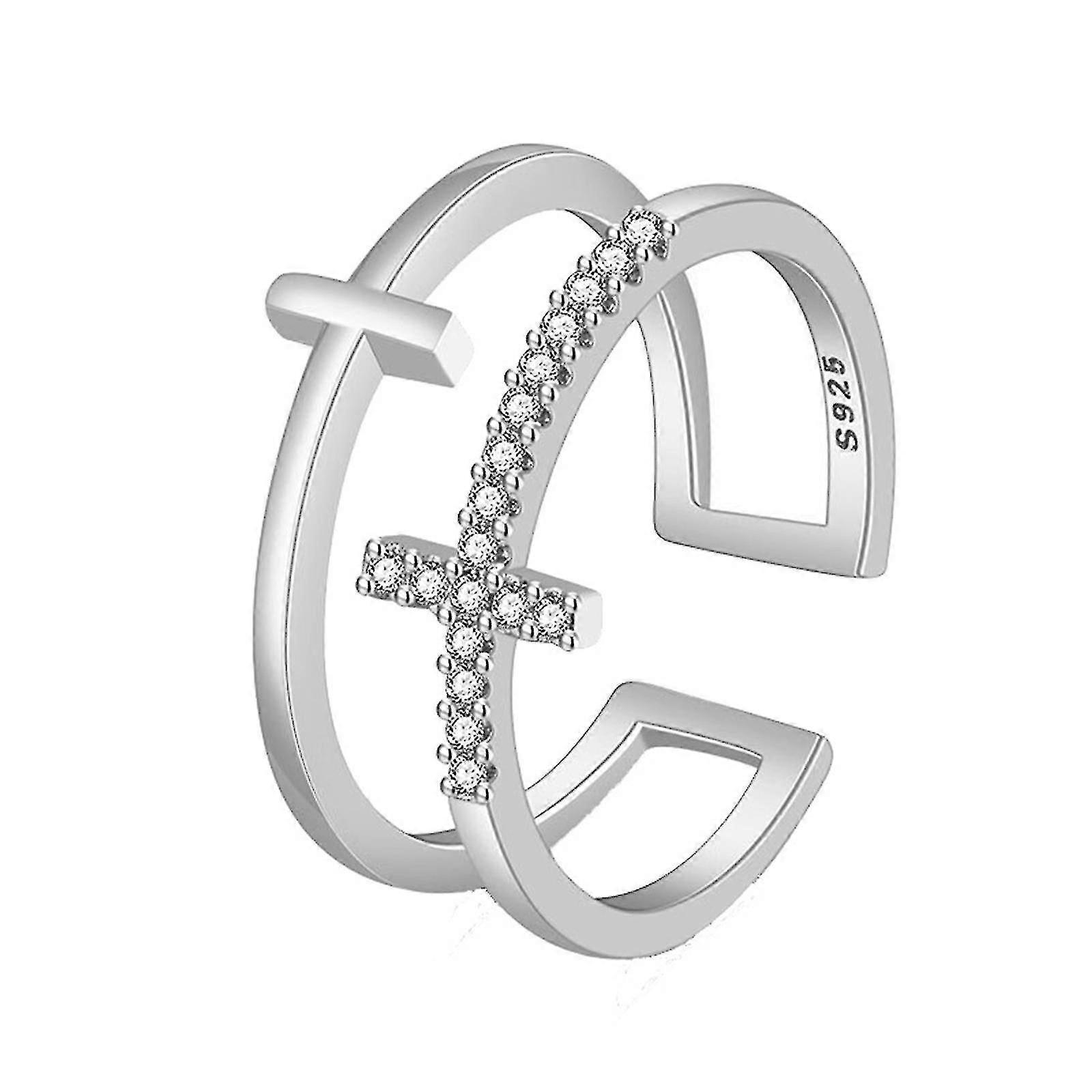 Double Cross Open Ring Diamond Ring Bijoux