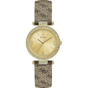 Guess ladies terrace watch for Japanese Quartz Analog Woman with Cowskin Bracelet W1230L2