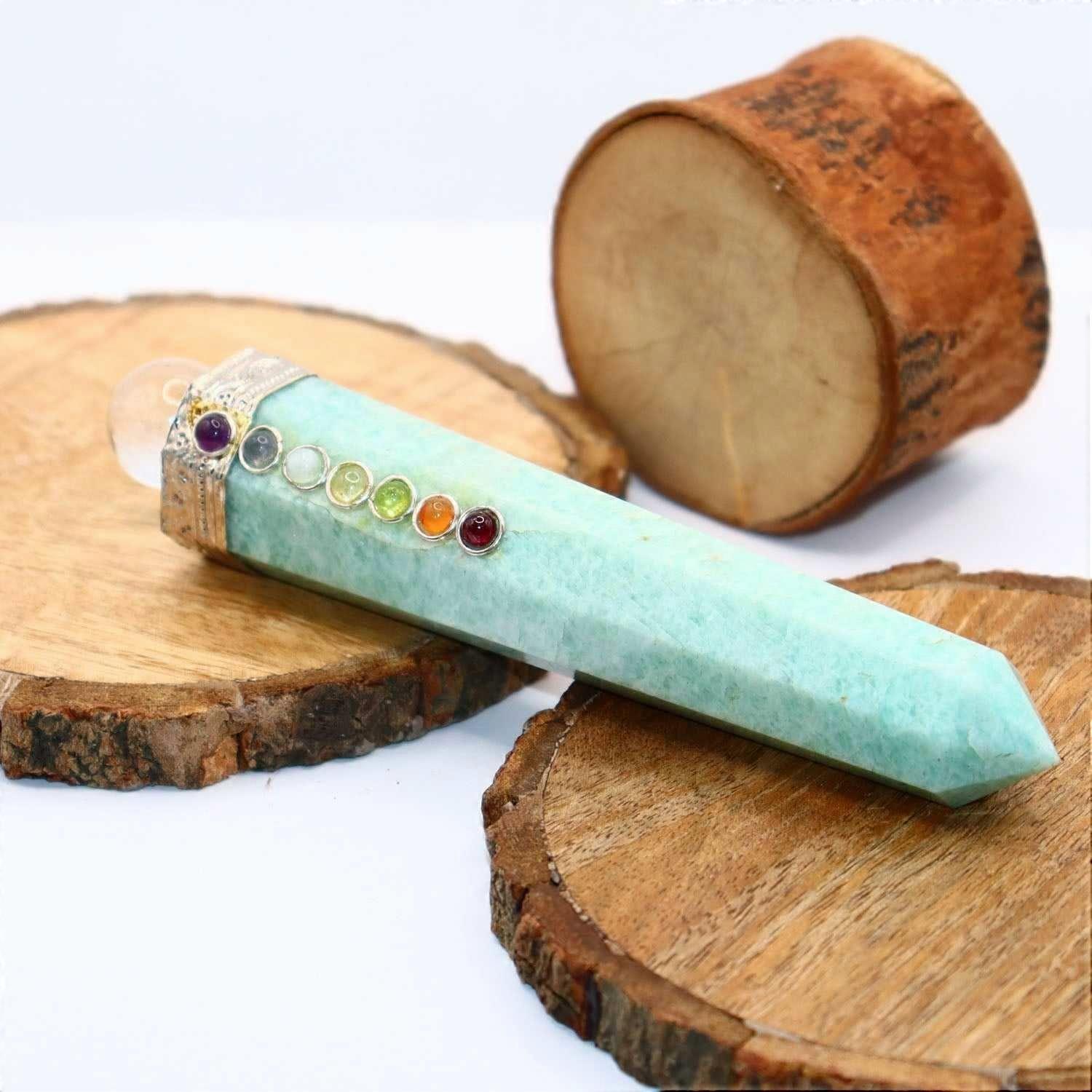 Amazonite Seven Chakra Healing Wand