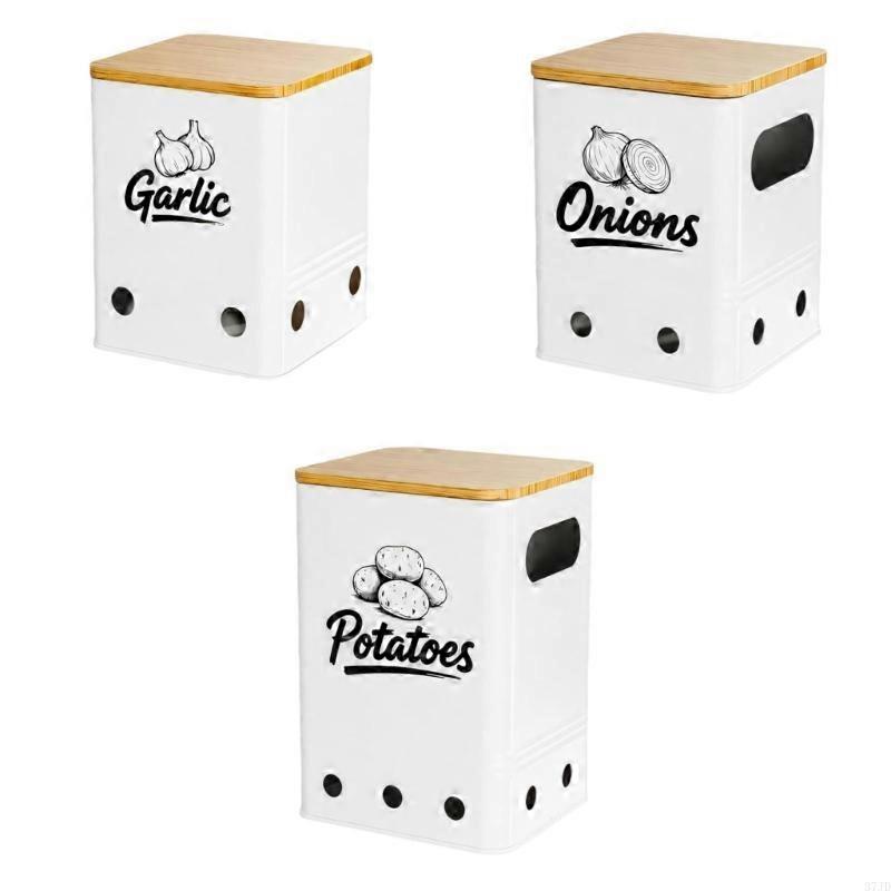 Stackable Storage Canister Set with Lids, Ventilated Kitchen Bins for Countertop Storage 37JD