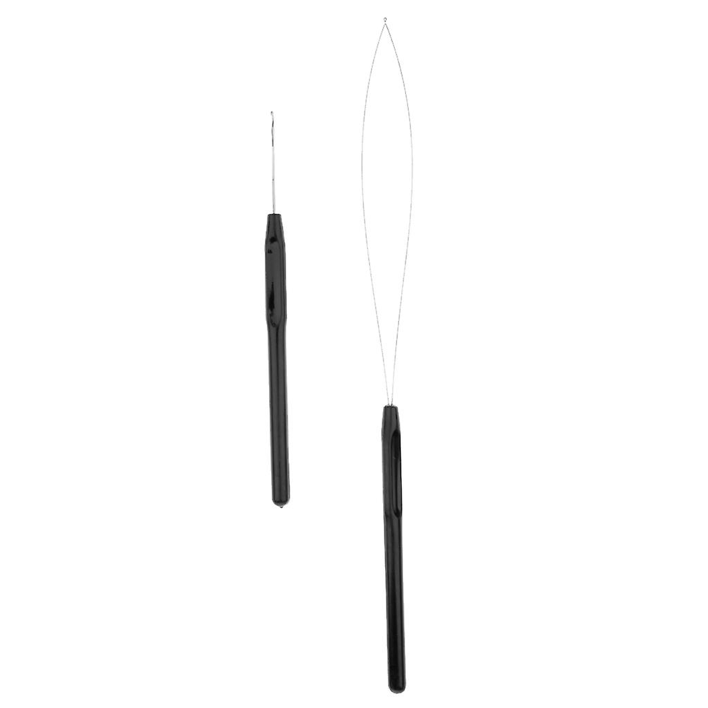 Loop Needle Threader Wire Pulling Hook Weaving Dreadlock Crochet Needle Set Black
